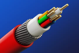 Multiple vase copper and aluminum cables, PVC or XLPE insulated, plastic-coated, and reinforced with galvanized steel wires